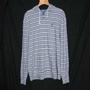 Johnnie-O Men's 1/4 Button Pullover Hoodie JMK1910 Heather Gray Navy Striped L*